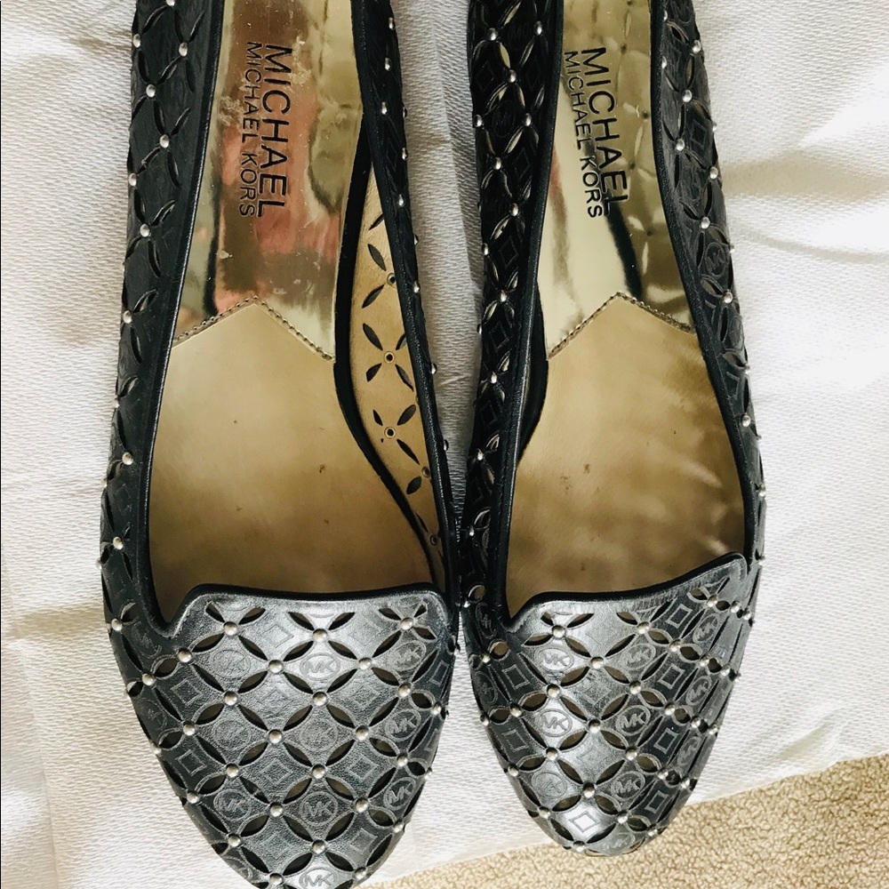 Michael Kors open studded flats.